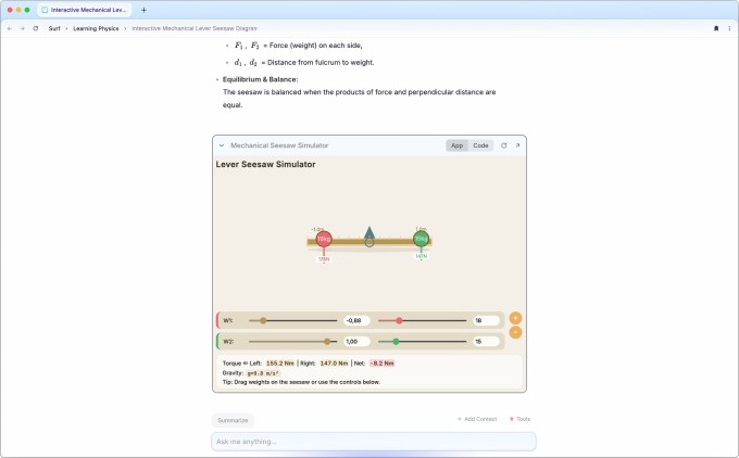 An image showing Deta.Surf app's feature that lets you build an interactive experience through code using AI prompts. 
